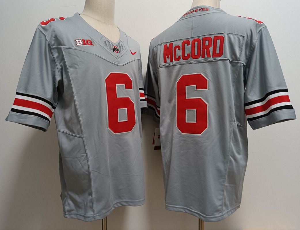 Men Ohio State Buckeyes #6 Mccord Grey Nike 2025 NCAA Jersey